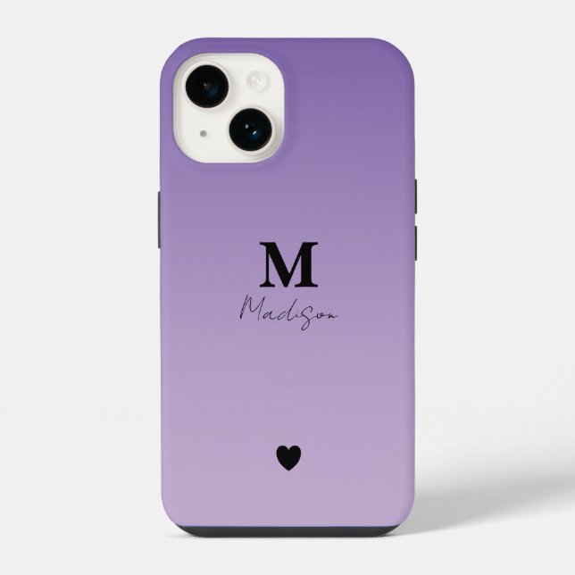 Lilac Minimalist Monogram Name  iPhone Case (Back)