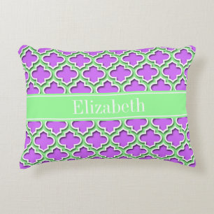 Lilac, Mint Green Moroccan #5DS Mint Name Monogram Decorative Cushion