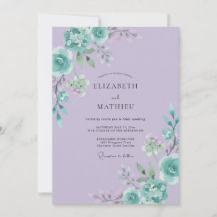 Lilac Mint Petal Wedding Invitation