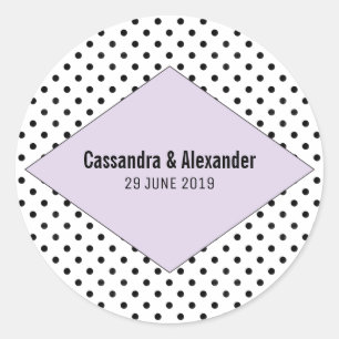 Lilac Modern Polka Dots Wedding Classic Round Sticker