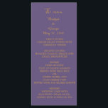 lilac modern simple deco wedding programme<br><div class="desc">Get your elegant lilac, violet coloured minimal wedding on your wedding menu and the wedding program all in one. The wedding design has a lilac, violet background with gold looking typography. Customise it on the front page with your intro, names, date and menu. On the back page you can customise...</div>