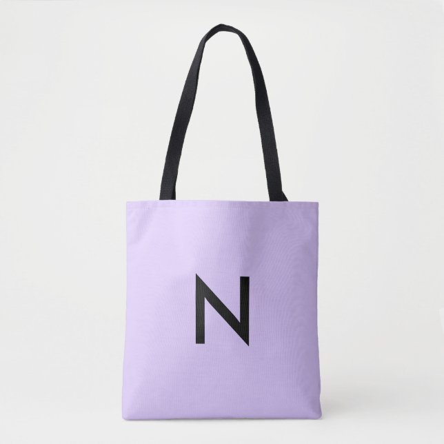 Lilac Monogram Elegant Pretty Modern Stylish Tote Bag (Front)