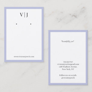 Lilac Monogram Jewellery Earrings Display Card