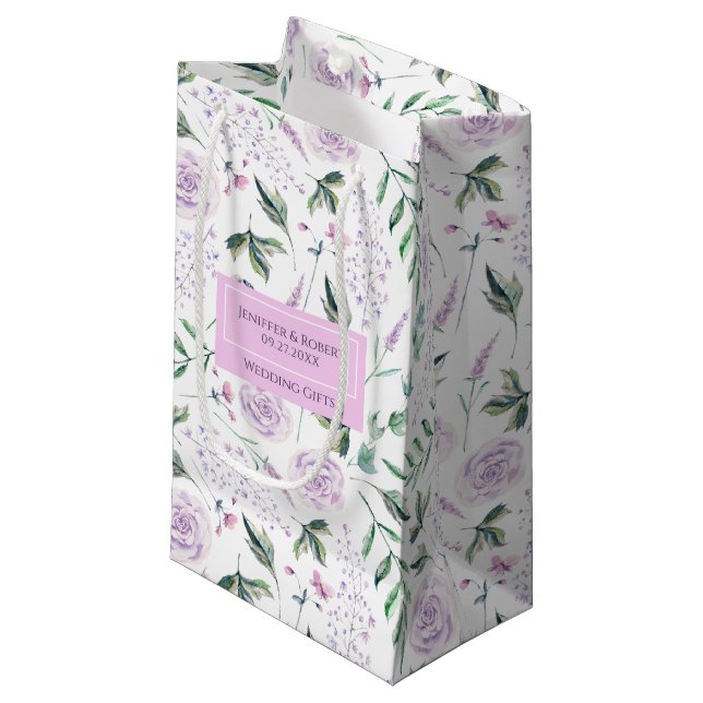 Lilac-mood flowers pattern small gift bag (Front Angled)