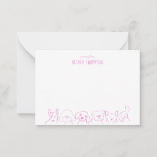 Lilac Note From Cute Dog Animal Sketch Note Card