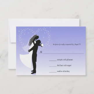 Lilac Ombre Silhouette Wedding Response Card