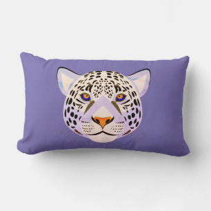 Lilac & Orange Leopard Head Lumbar Pillow