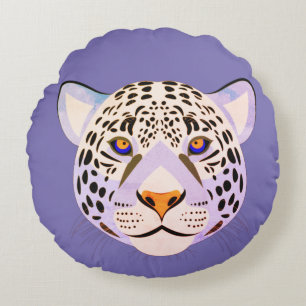 Lilac & Orange Leopard Head Throw Pillow