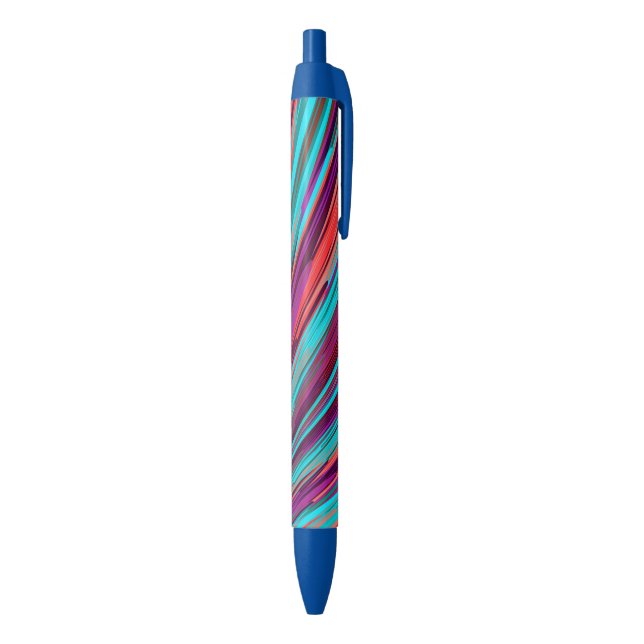 Lilac Orange Teal Abstract Geometric Feathers Blue Ink Pen (Bottom (Vertical))