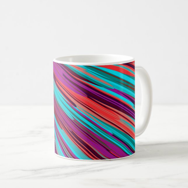 Lilac Orange Teal Abstract Geometric Feathers Coffee Mug (Front Right)