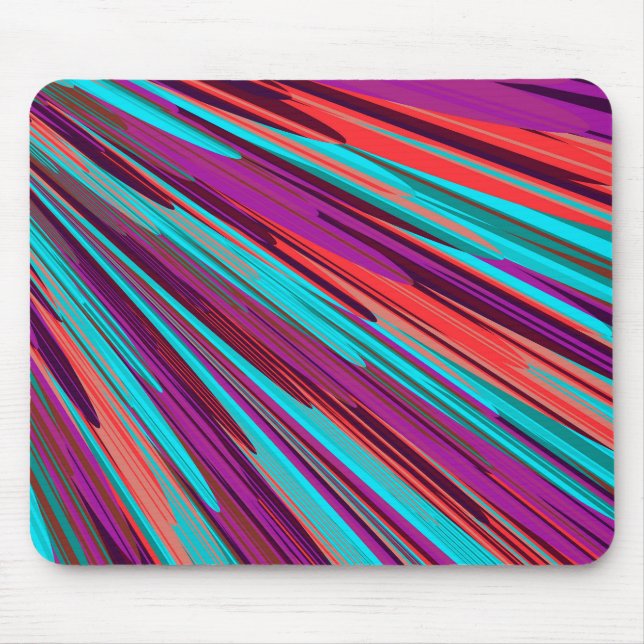 Lilac Orange Teal Abstract Geometric Feathers Mouse Pad (Front)