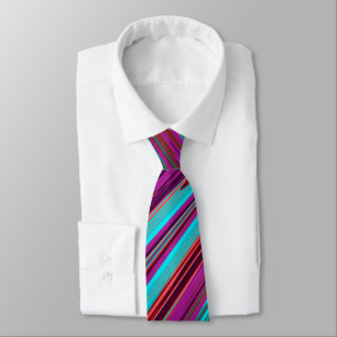 Lilac Orange Teal Abstract Geometric Feathers Tie
