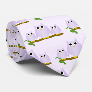 Lilac Owls Design Any Colour Background Tie