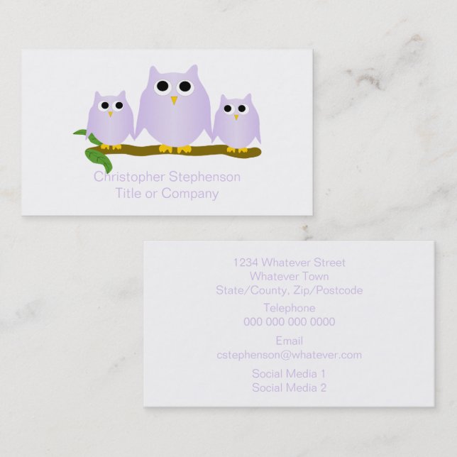 Lilac Owls Design Business Card (Front/Back)