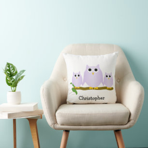 Lilac Owls Design Personalised Cushion
