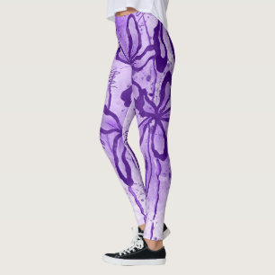 Lilac Paint Splatter & Lilies Leggings