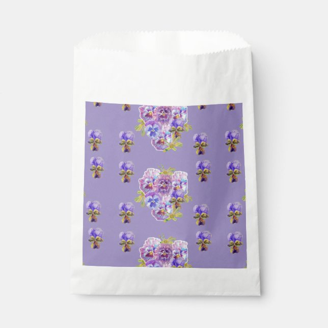 Lilac Pansy Purple Flowers floral Party Favor Bags (Front)