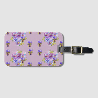 Lilac Pansy Viola Floral Pattern Luggage Tag