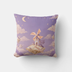 Lilac Paper Windmill Floating Island Moonlit Cloud Cushion