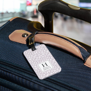 Lilac   Pastel Leopard Print Monogram Luggage Tag