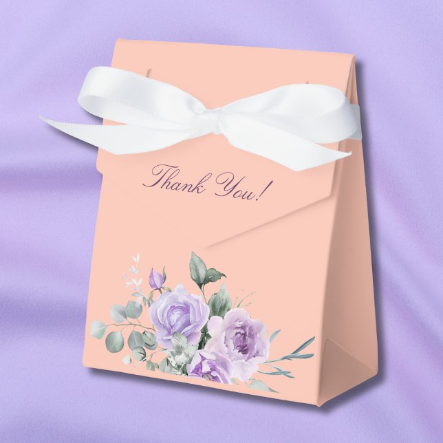 Lilac Peach Peony Floral Baby Shower Favour Box (Creator Uploaded)