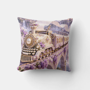 Lilac Pearl Typewriter Fantasy Train Cushion