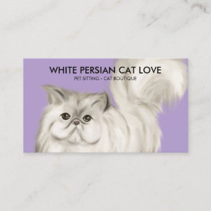 Lilac Persian Cat Illustration Watercolor Business Card