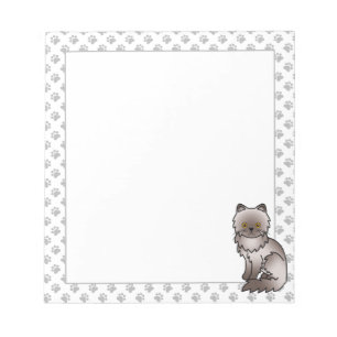 Lilac Persian Cute Cartoon Cat Illustration Notepad