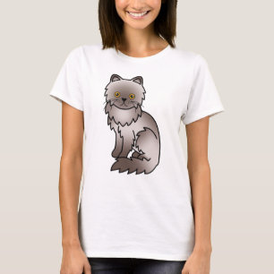Lilac Persian Cute Cartoon Cat Illustration T-Shirt