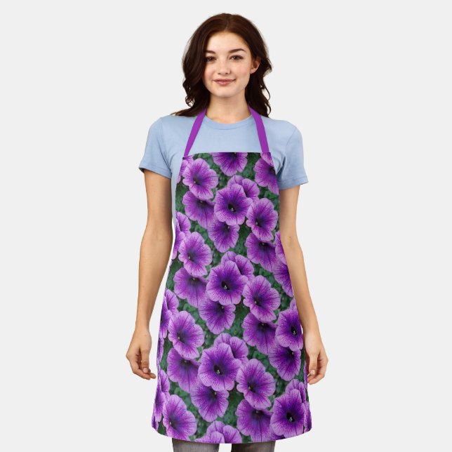 Lilac Petunia Flowers   Apron (Worn)