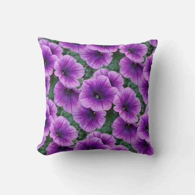 Lilac Petunia Flowers  Cushion (Front)