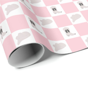Lilac Pink Checkered Cowgirl Rodeo Pattern Wrapping Paper