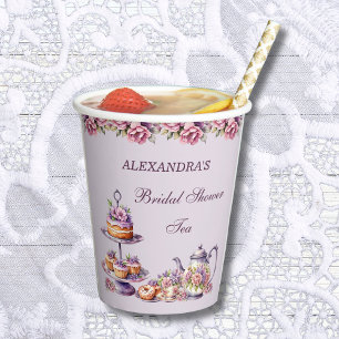 Lilac Pink Floral Tea Party Bridal Shower Paper Cups