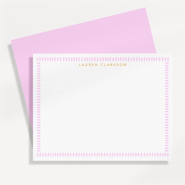 Lilac Pink Hand Painted Striped Frame Note Card (Creator Uploaded)