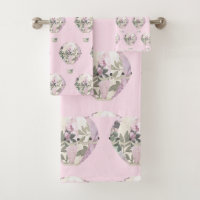 LILAC PINK HOT AIR BALLOON BATHROOM TOWEL SET