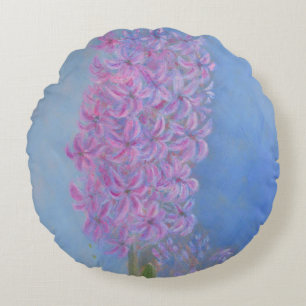 Lilac Pink Hyacinth Flower painting Round Cushion