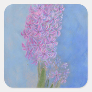 Lilac Pink Hyacinth Flower painting  Square Sticker