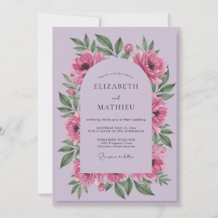 Lilac Pink Peony Wedding Invitation