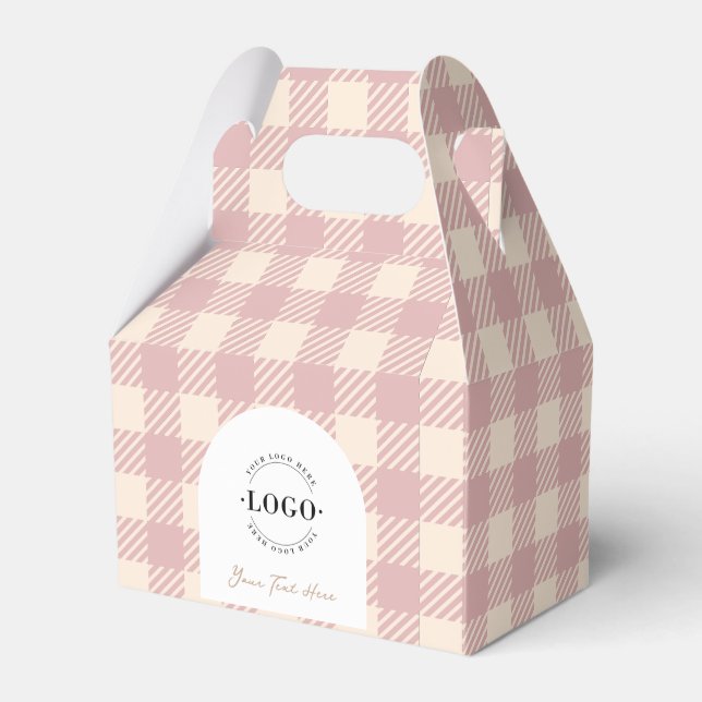 Lilac pink plaid gingham preppy wedding favour box (Front Side)