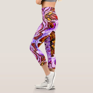 Lilac Pink & Red Capri Leggings