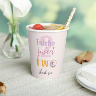 Lilac Pink Sprinkle Doughnut Watercolor Illustrati Paper Cups