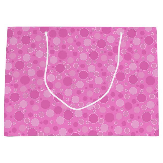 Lilac pink tones with polka dots in retro sixties  large gift bag (Front)