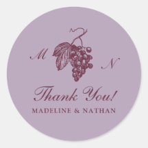 Lilac Plum Grape Monogram Wedding Sticker