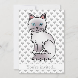 Lilac Point Birman/Ragdoll Cat Birthday Party Invitation