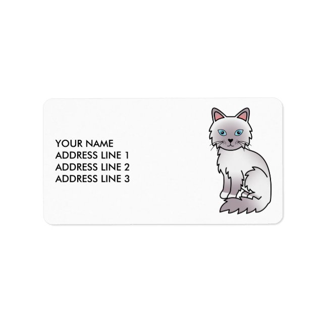 Lilac Point Birman/Ragdoll Cat & Custom Text Label (Front)