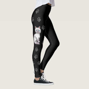 Lilac Point Birman / Ragdoll Cat & Paws Black Leggings