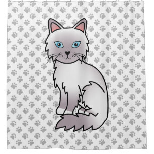Lilac Point Birman / Ragdoll Cat & Paws Shower Curtain