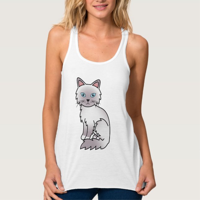 Lilac Point Birman / Ragdoll Cute Cartoon Cat Singlet (Front)
