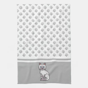 Lilac Point Birman / Ragdoll Cute Cat & Paws Tea Towel