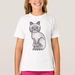 Lilac Point Tabby Birman / Ragdoll Cartoon Cat T-Shirt